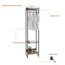 Ver imagem 5 de Estante Closet Arara Industrial 3 Prateleiras 187x45cm Dynamica Marrom/Nogal/Preto