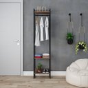 Ver imagem 1 de Estante Closet Arara Industrial 3 Prateleiras 187x45cm Dynamica Marrom/Nogal/Preto