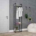 Ver imagem 5 de Estante Closet Arara Industrial 3 Prateleiras 187x45cm Dynamica Branco/Snow/Preto
