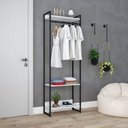Ver imagem 7 de Estante Closet Arara Industrial 3 Prateleiras 187x60cm Dynamica Yescasa Branco/Chess/Preto