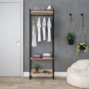 Ver imagem 1 de Estante Closet Arara Industrial 3 Prateleiras 187x60cm Dynamica Yescasa Marrom/Carvalho/Preto