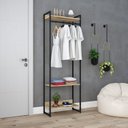Ver imagem 7 de Estante Closet Arara Industrial 3 Prateleiras 187x60cm Dynamica Yescasa Marrom/Carvalho/Preto