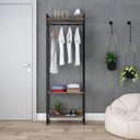 Ver imagem 1 de Estante Closet Arara Industrial 3 Prateleiras 187x60cm Dynamica Yescasa Marrom/Carvalho Dark/Preto