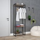 Ver imagem 7 de Estante Closet Arara Industrial 3 Prateleiras 187x60cm Dynamica Yescasa Marrom/Carvalho Dark/Preto