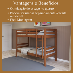 Beliche Cama Solteiro Madeira Suspenso com Proteção Robusta - 4