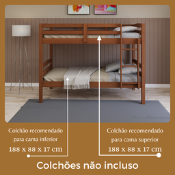 Beliche Cama Solteiro Madeira Suspenso com Proteção Robusta - 7