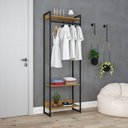 Ver imagem 7 de Estante Closet Arara Industrial 3 Prateleiras 187x60cm Dynamica Yescasa Marrom/Lâmina Mel/Preto