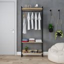Ver imagem 1 de Estante Closet Arara Industrial 3 Prateleiras 187x80cm Dynamica Yescasa Marrom/Carvalho/Preto