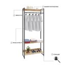 Ver imagem 5 de Estante Closet Arara Industrial 3 Prateleiras 187x80cm Dynamica Yescasa Marrom/Carvalho/Preto