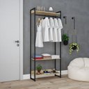 Ver imagem 7 de Estante Closet Arara Industrial 3 Prateleiras 187x80cm Dynamica Yescasa Marrom/Carvalho/Preto