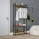 Ver imagem 6 de Estante Closet Arara Industrial 3 Prateleiras 187x80cm Dynamica Yescasa Marrom/Lâmina Mel/Preto