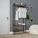 Ver imagem 6 de Estante Closet Arara Industrial 3 Prateleiras 187x80cm Dynamica Yescasa Marrom/Nogal/Preto