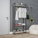 Ver imagem 7 de Estante Closet Arara Industrial 3 Prateleiras 187x80cm Dynamica Yescasa Branco/Snow/Preto