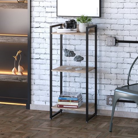Estante para Livro Industrial 3 Prateleiras 104CMX45CM Marrom/Carvalho/Preto