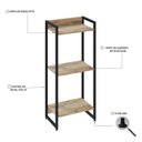 Ver imagem 5 de Estante para Livro Industrial 3 Prateleiras 104CMX45CM Marrom/Carvalho/Preto