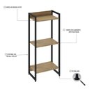 Ver imagem 5 de Estante para Livro Industrial 3 Prateleiras 104CMX45CM Marrom/Lamina Mel/Preto