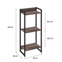 Ver imagem 4 de Estante para Livro Industrial 3 Prateleiras 104CMX45CM Marrom/Nogal/Preto