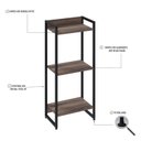 Ver imagem 5 de Estante para Livro Industrial 3 Prateleiras 104CMX45CM Marrom/Nogal/Preto