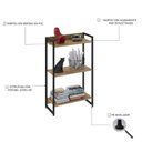 Ver imagem 5 de Estante para Livro Industrial 3 Prateleiras 104CMX60CM Marrom/Lamina Mel/Preto