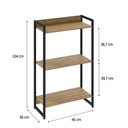 Ver imagem 4 de Estante para Livro Industrial 3 Prateleiras 104CMX60CM Marrom/Lamina Mel/Preto
