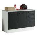 Ver imagem 6 de Balcão Multiuso 120cm 2 Portas 3 Gavetas Branco/preto Agata Madesa Branco/preto