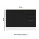 Ver imagem 5 de Balcão Multiuso 120cm 2 Portas 3 Gavetas Branco/preto Agata Madesa Branco/preto
