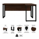 Ver imagem 3 de Mesa em L (Mesa 1,50m + Mesa Auxiliar) - s/ Gavetas - Workstart - Marsala/Preto - 25476