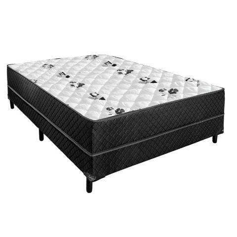Cama Box Conjugada Casal Espuma Dupla Poliester - 110kg (138x188x56cm):bege