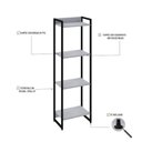 Ver imagem 5 de Estante de Livros Industrial 45CMX146CM Multiuso 4 Prateleiras Dynamica Yescasa Branco/Chess/Preto