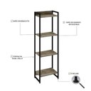 Ver imagem 5 de Estante de Livros Industrial 45CMX146CM Multiuso 4 Prateleiras Dynamica Yescasa Marrom/Carvalho/Pret