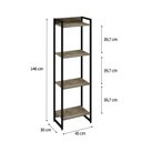 Ver imagem 4 de Estante de Livros Industrial 45CMX146CM Multiuso 4 Prateleiras Dynamica Yescasa Marrom/Carvalho/Pret
