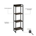 Ver imagem 5 de Estante de Livros Industrial 45CMX146CM Multiuso 4 Prateleiras Dynamica Yescasa Marrom/Carvalho Dark