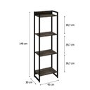 Ver imagem 4 de Estante de Livros Industrial 45CMX146CM Multiuso 4 Prateleiras Dynamica Yescasa Marrom/Carvalho Dark