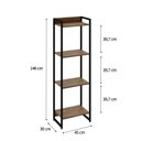 Ver imagem 4 de Estante de Livros Industrial 45CMX146CM Multiuso 4 Prateleiras Dynamica Yescasa Marrom/Lamina Mel/Pr