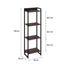 Ver imagem 4 de Estante de Livros Industrial 45CMX146CM Multiuso 4 Prateleiras Dynamica Yescasa Marrom/Nogal/Preto