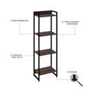 Ver imagem 5 de Estante de Livros Industrial 45CMX146CM Multiuso 4 Prateleiras Dynamica Yescasa Marrom/Nogal/Preto