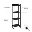 Ver imagem 5 de Estante de Livros Industrial 45CMX146CM Multiuso 4 Prateleiras Dynamica Yescasa Preto/Ônix