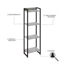 Ver imagem 5 de Estante de Livros Industrial 45CMX146CM Multiuso 4 Prateleiras Dynamica Yescasa Branco/Snow/Preto