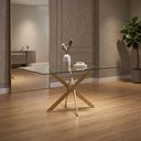 Ver imagem 1 de Mesa de Jantar Lara Base Aço Carbono Tampo 160cm Vidro 10mm 6 Lugares Design Sala de Jantar -