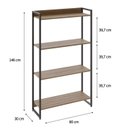 Ver imagem 4 de Estante de Livros Industrial 80CMX146CM Multiuso 4 Prateleiras Dynamica Yescasa Marrom/Lamina Mel/Pr