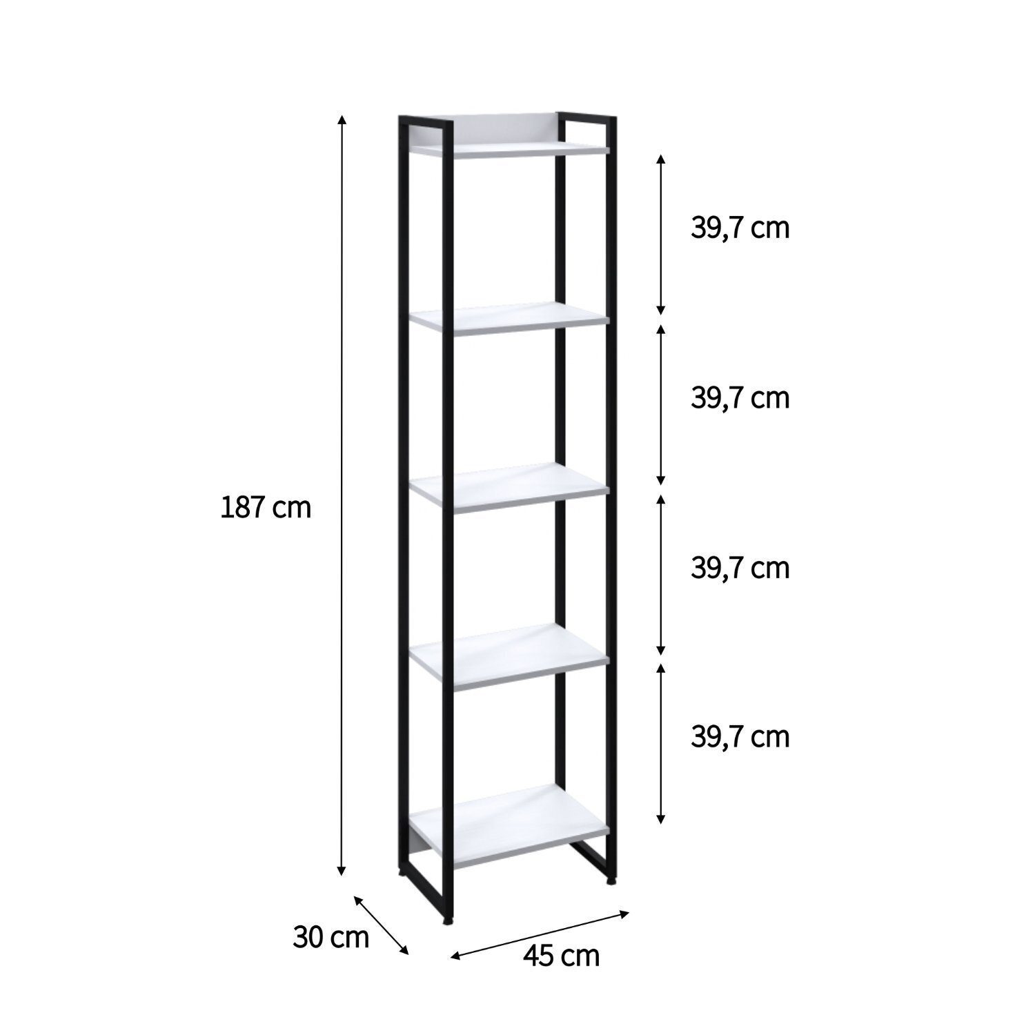 Estante para Livros Industrial Multiuso 5 Prateleiras 187x45cm Dynamica Yescasa  - 4