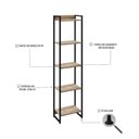 Ver imagem 5 de Estante de Livros Industrial 45CMX187CM Multiuso 5 Prateleiras Dynamica Yescasa Marrom/Carvalho/Pret