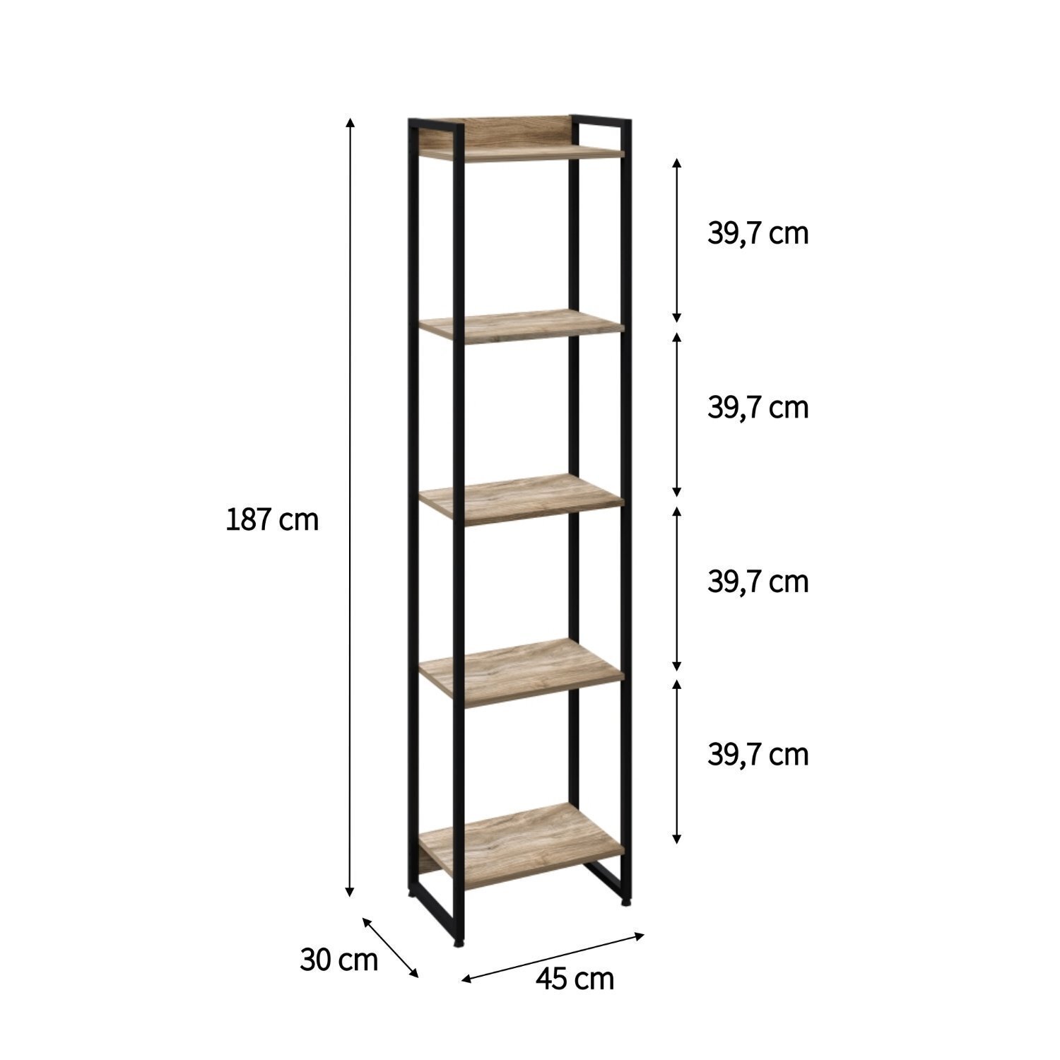 Estante para Livros Industrial Multiuso 5 Prateleiras 187x45cm Dynamica Yescasa  - 4