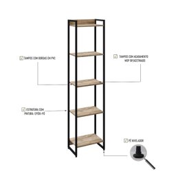 Estante para Livros Industrial Multiuso 5 Prateleiras 187x45cm Dynamica Yescasa  - 5