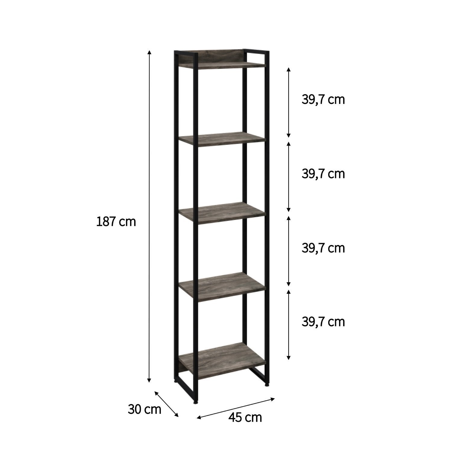 Estante para Livros Industrial Multiuso 5 Prateleiras 187x45cm Dynamica Yescasa  - 4