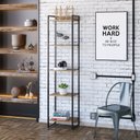 Ver imagem 1 de Estante de Livros Industrial 45CMX187CM Multiuso 5 Prateleiras Dynamica Yescasa Marrom/Lamina Mel/Pr