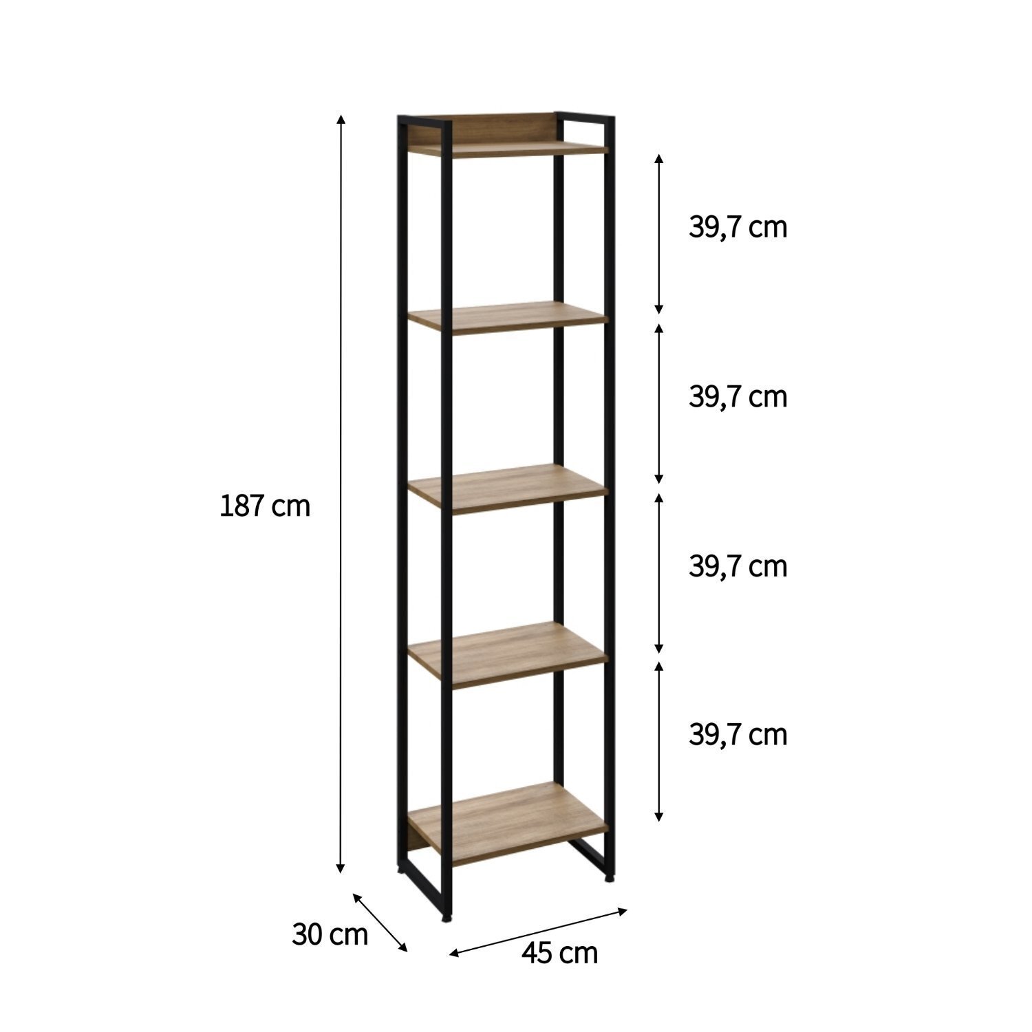 Estante para Livros Industrial Multiuso 5 Prateleiras 187x45cm Dynamica Yescasa  - 4