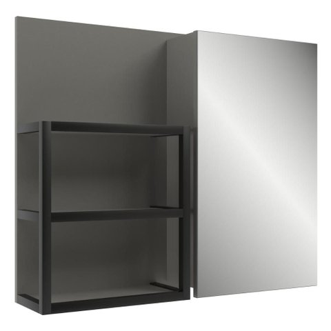 Espelheira para Banheiro 1 Porta com Nichos 77cm Multimóveis CR10178 Cimento