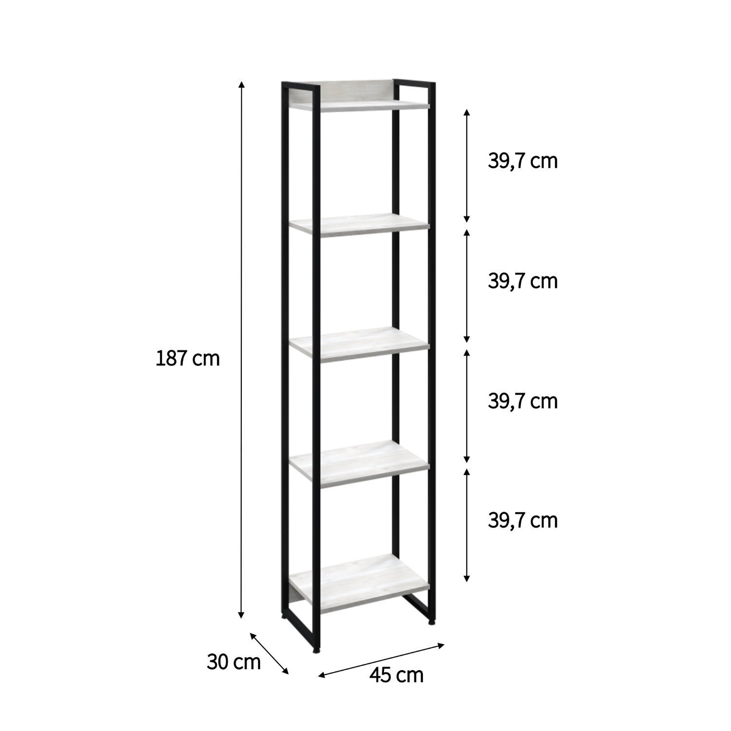 Estante para Livros Industrial Multiuso 5 Prateleiras 187x45cm Dynamica Yescasa  - 4