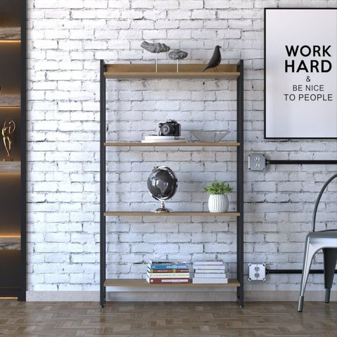Estante de Livros Industrial 60CMX187CM Multiuso 5 Prateleiras Dynamica Yescasa Marrom/Lamina Mel/Pr